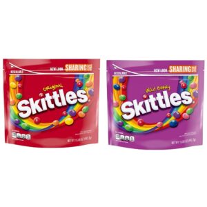 skittles original candy sharing size bag, 15.6 ounces skittles, wild berry candy sharing size bag, 15.6 oz