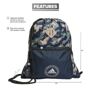 adidas Classic 3s 2.0 Sackpack, Essential Camo Crew Navy-Silver Green/Crew Navy, One Size