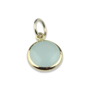 Aquamarine Charm 7.5mm Round Cabochon Handmade in 14k Yellow Gold 1.25 Carats