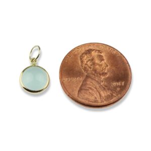 Aquamarine Charm 7.5mm Round Cabochon Handmade in 14k Yellow Gold 1.25 Carats