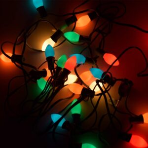 Abeja C7 LED Christmas Lights Multicolor 25Ft Outdoor Ceramic String Lights with 27 Multicolor LED Bulbs, Vintage Christmas Lights for Indoor Outdoor Party Yard Garden Patio Home Easter Decor