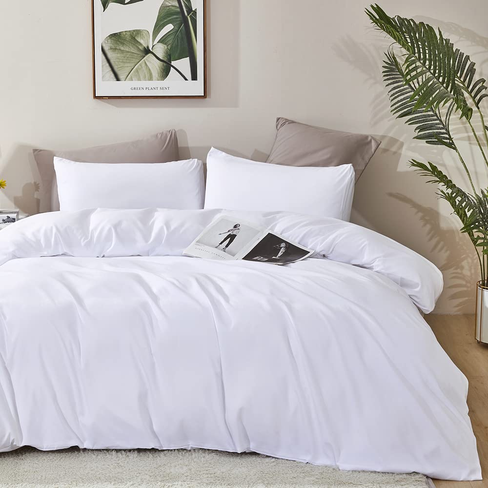 CLOTHKNOW White Comforter Set California King White Bedding Comforter Sets White Bed Comforter Sets White Comforter 3Pcs White Comforter Sets Cal King