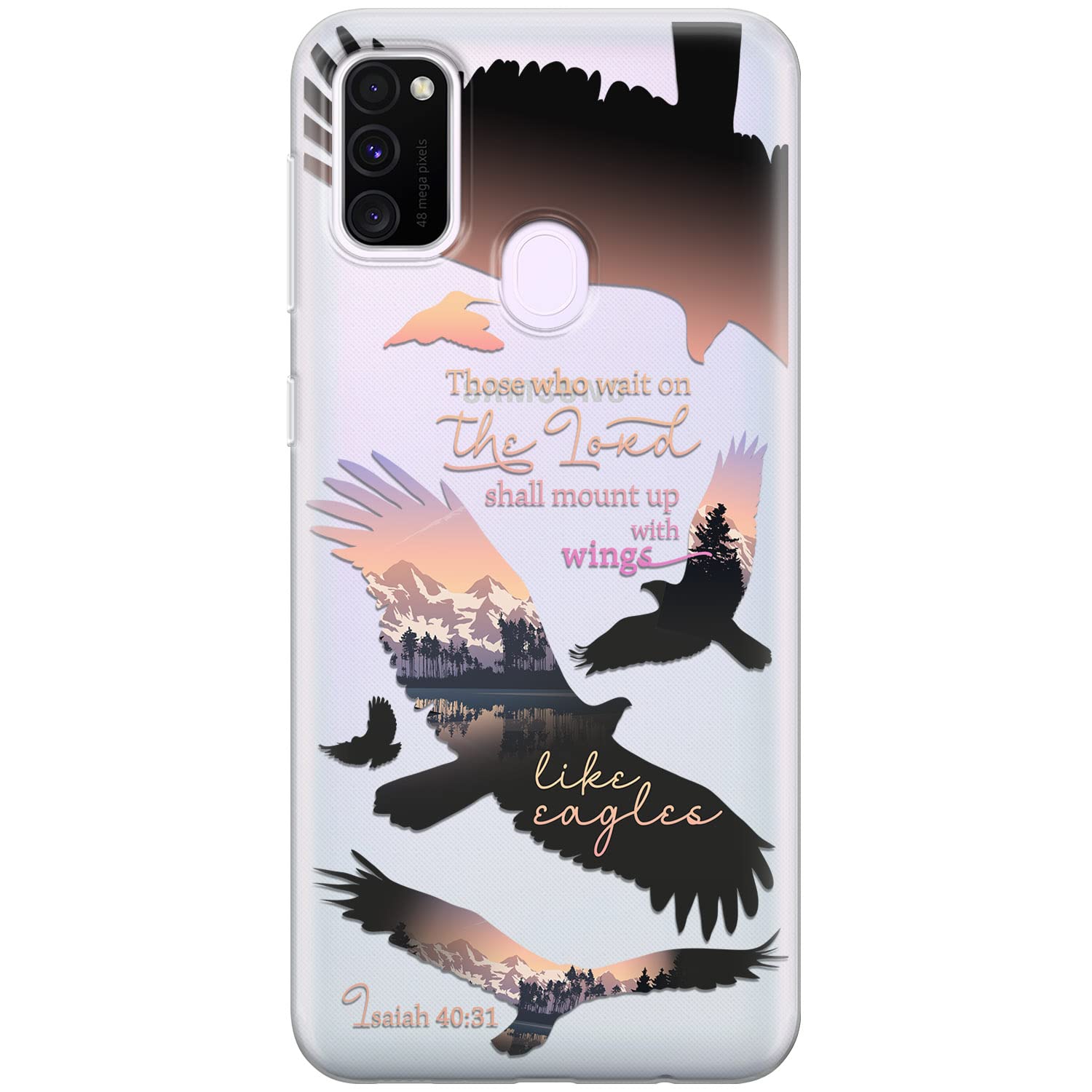 Cavka Phone Case Compatible with Samsung Galaxy A73 A72 5G A71 A54 A52 A42 A34 A32 A14 A11 Bumper Scripture Quote Bible Verse Design Cover Birds of Prey Those who wait on The Lord Isaiah 40:31