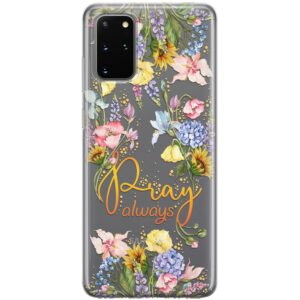 cavka phone case compatible with samsung galaxy a73 a72 5g a71 a54 a52 a42 a34 a32 a14 a11 inspirational bible verse christian wild flowers pray always bumper lightweight clear protective tpu cover