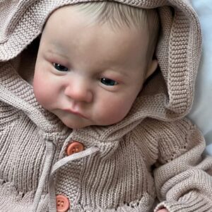 Anano 19 Inch Reborn Doll Open Eyes Levi Soft Slicone Baby Boy with Handcrafted Newborn Baby Girl Handmade Long Sweater Hair Band Real Life Newborn Preemie Nurturing Accessory Birthday Gift¡­