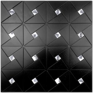 Vamos Tile Peel and Stick Backsplash Tile - Metal Tile Stick on Backsplash for Kitchen and Bathroom Black Windmill Puzzle Glass Mixed Self Adhesive Mosaic Tiles(12"x12"x10 Sheets)