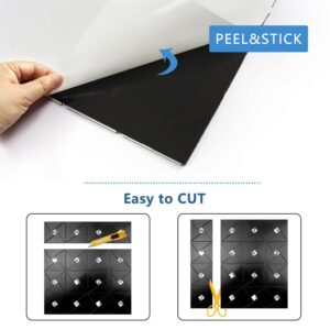 Vamos Tile Peel and Stick Backsplash Tile - Metal Tile Stick on Backsplash for Kitchen and Bathroom Black Windmill Puzzle Glass Mixed Self Adhesive Mosaic Tiles(12"x12"x10 Sheets)