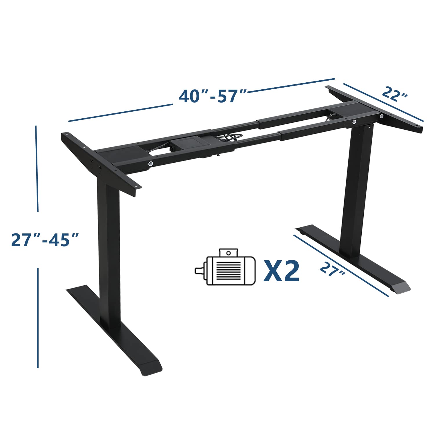 Dual Motor Electric Standing Desk, 63 x 30 Inches Height Adjustable Table with Splice Board, Ergonomic Sit Stand Computer Desk with Black Frame/Rustic Brown Top