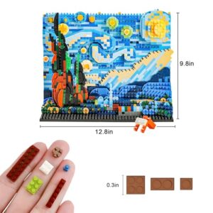 MACTANO The Starry Night Micro Mini Building Kit for Adult, Vincent Van Gogh Idea Display for Home Decor DIY Building Block Set Construction Toy Model-1858PCS