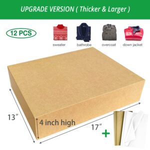 12 Kraft Extra Large Gift Wrap Boxes Bulk with Lids, 12 Tissue paper and 80 Count Foil Christmas Tag Stickers for Wrapping Oversized Clothes (Robes, Sweater, Coat, Shirts) and Xmas Holiday Present