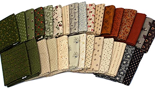 10 Fat Quarters - American Civil War Fat Quarter Bundle 1800's Historical Reproduction Quality Quilters Cotton Fabrics FQs M22801c