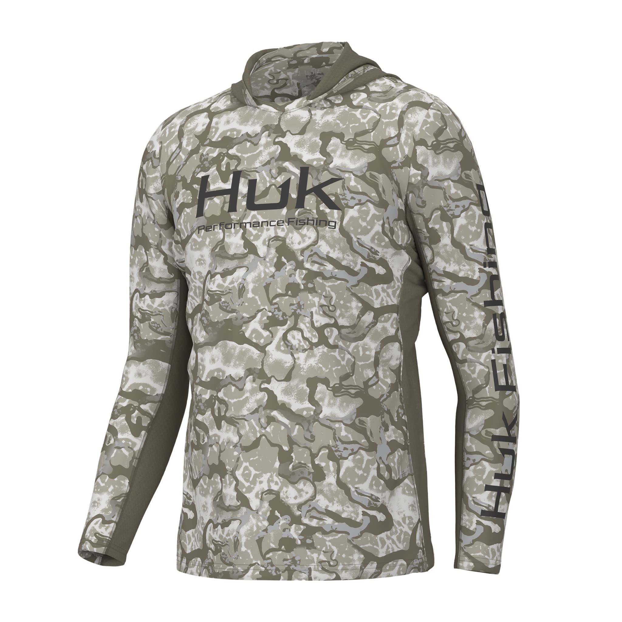 HUK Men's Standard Icon X Pattern Hoodie, Fishing Shirt with Sun Protection, Inside Reef-Overland, Large