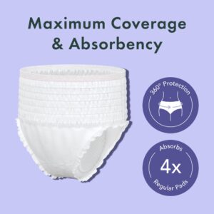 Rael Disposable Underwear for Women, Organic Cotton Cover - Incontinence Pads, Postpartum Essentials, Disposable Underwear, Unscented, Maximum Coverage (Size S-M, 20 Count)