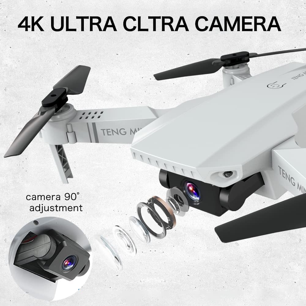 Drone with Camera 2K HD for Adults, Dual Camera Six-axis Gyroscope WiFi FPV Live Video RC Quadcopter with Gesture Operation, Smart Follow, Altitude Hold, Headless Mode, 2 Batteries