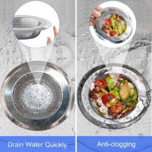 V-TOP Sink Strainer Stopper 4 Pack, Universal Silicone Kitchen Sink Drain Strainer Cover Plug Stopper Kit, 4.5 Inch Stainless Steel Sink Filter Strainer, Food Catcher for Kitchen Sink