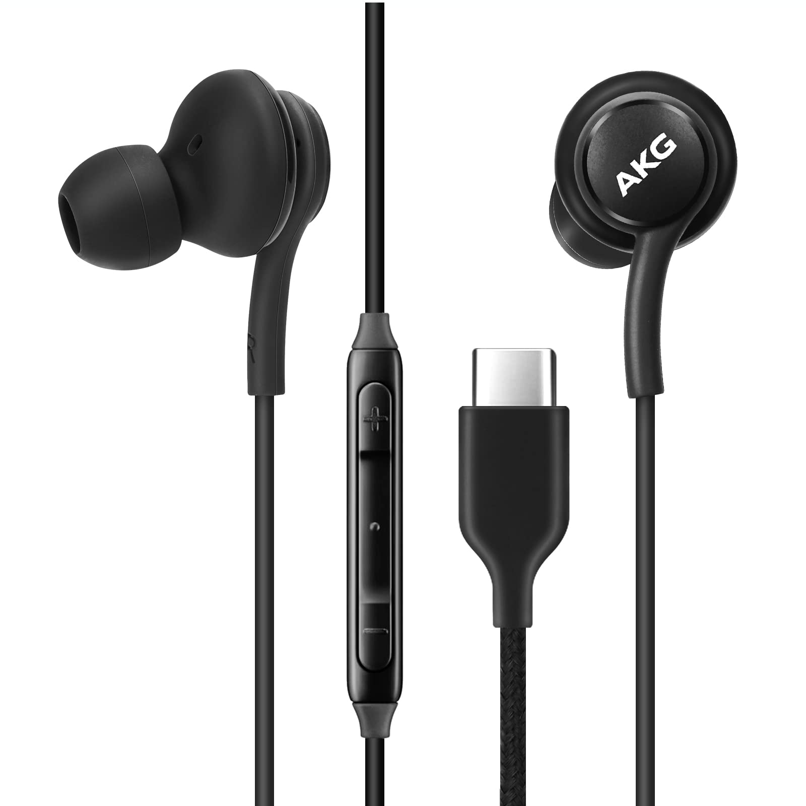 UrbanX OEM 2021 Type-C Stereo Headphones for Microsoft Surface Duo 2 Braided Cable - with Microphone - Black - USB-C Connector (US Version)