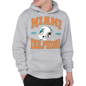 junk food clothing x nfl - miami dolphins - team helmet - unisex adult pullover fleece hoodie for men and women - size large