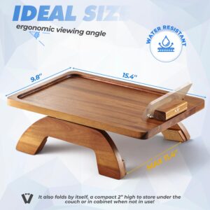 Sofa Armrest Tray, Arm Table Sofa Arm Tray Clip on Tray Table, Sofa Tray Table for Couch, Folding Snack Table with 360 Rotating Phone Bracket, Non-slip/Flexible with Different Armrest Shapes and Width