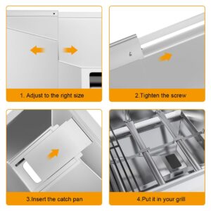 AJinTeby Adjustable Grease Tray with Catch Pan, 23.6"-31.6" Universal Drip Pan for Nexgrill, Charbroil, Kenmore, Dyna Glo, Expert Grill, BHG and More 3/4/5 Burner Gas Grills Grease Pan