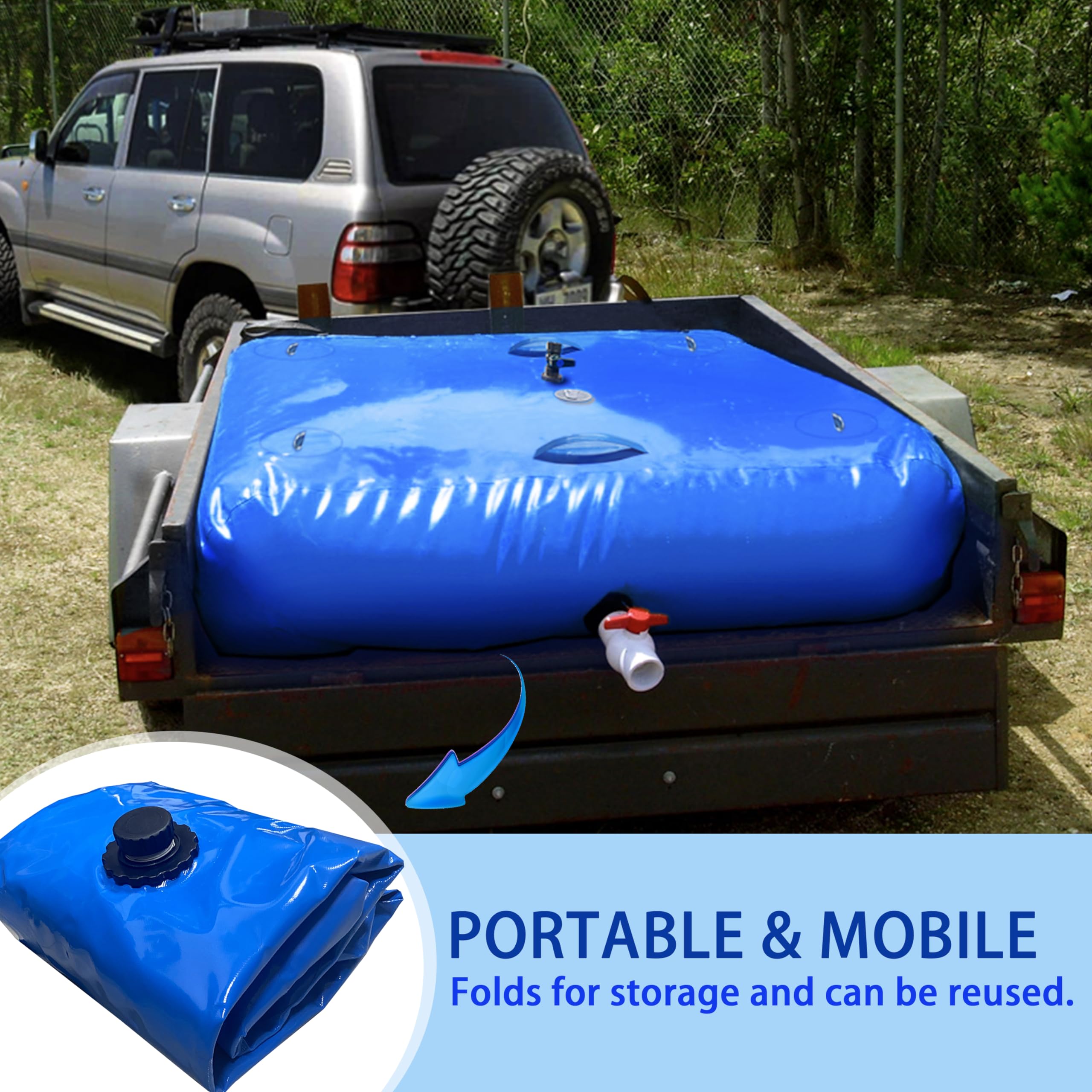 LTCANOPY 240L/60gal Water Storage Bladder,Large-Capacity Foldable Water Bladder Tanks Container,Collapsible Soft Drought-Resistant Water Bag, fire-Fighting Agricultural use Water Tank(240L)…