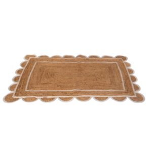 PATEL EXPORTS 4x6, 5x8, 6x9 Natural Jute Scalloped Rug, Bohemian Scallop Rug, Boho Decor Rug, Area Rug, Handwoven Jute Rug, Custom Rug, Decorative Rug (2x3 Scalloped Rug)