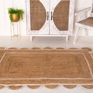 PATEL EXPORTS 4x6, 5x8, 6x9 Natural Jute Scalloped Rug, Bohemian Scallop Rug, Boho Decor Rug, Area Rug, Handwoven Jute Rug, Custom Rug, Decorative Rug (2x3 Scalloped Rug)