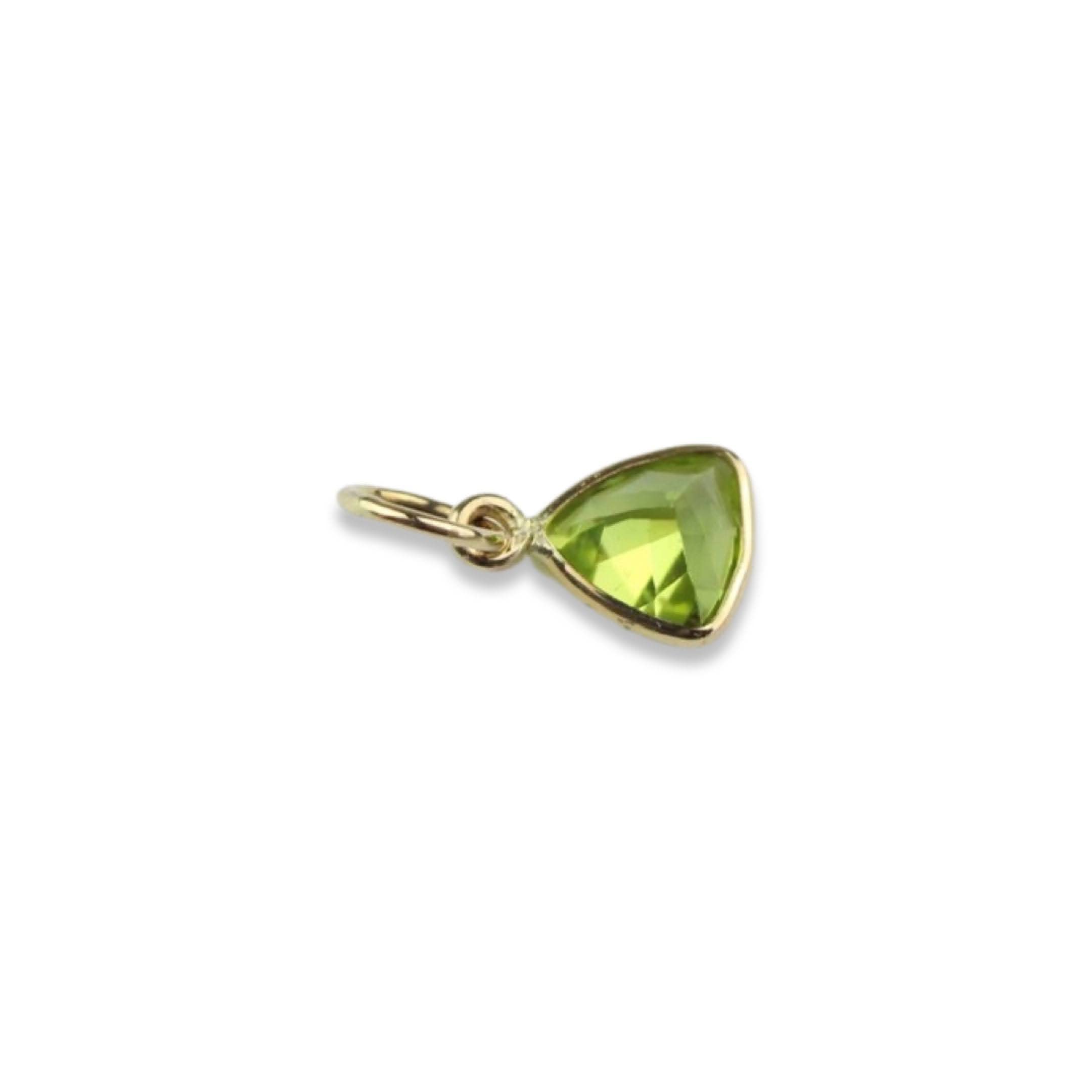 Genuine Peridot Charm (5x5 Triangle-Shape) Handmade In 14k Yellow Gold