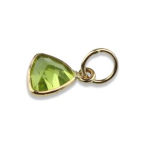 Genuine Peridot Charm (5x5 Triangle-Shape) Handmade In 14k Yellow Gold