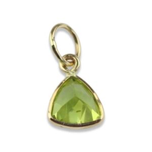 Genuine Peridot Charm (5x5 Triangle-Shape) Handmade In 14k Yellow Gold