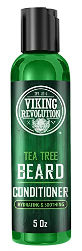 Viking Revolution Tea Tree Oil Beard Wash and Beard Conditioner For Men - Natural Beard Softener Set with Argan Oil, Vitamin E and Ginseng - Tea Tree Beard Shampoo and Conditioner Set (5 Oz)