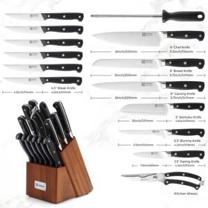 KEEMAKE 15-Piece Kitchen Knife Set with Block, Pro Kitchen Knife Set, Razor-Sharp Professional Chef Knife set Full Tang, German Stainless Steel 1.4116 Knife Block Set with Kitchen Shears