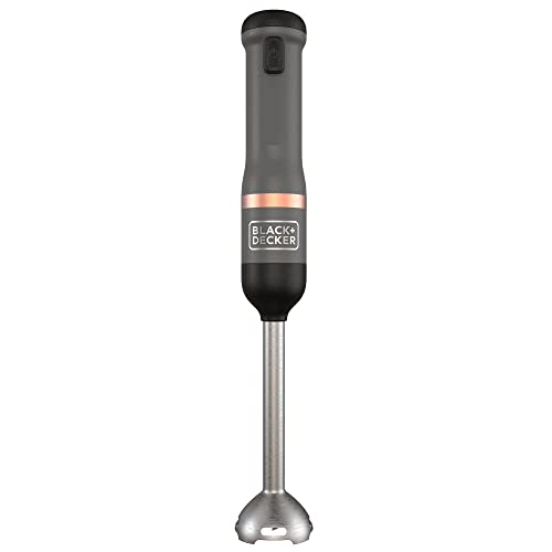 BLACK+DECKER Kitchen Wand Cordless Immersion Blender, 3 in 1 Multi Tool Set, Hand Blender with Charging Dock, Whisk and Milk Frother, Grey (BCKM1013KS01)