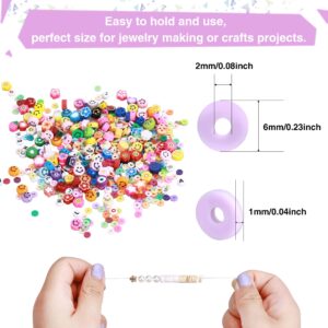 Greentime 8640PCS Clay Beads for Bracelet Making, 48 Colors Flat Round PolymerBeads Spacer Heishi Beads with 312pcs Letter Beads and 535pcs Pendant Charms Kits for Jewelry Marking DIY Crafts