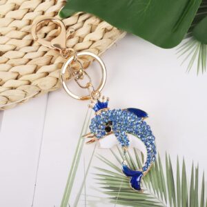 Dolphin Keychain - Ocean Crystal Key Ring, 1 Set Blue Decor for Car Supplies,Gift to Women Girls,Rhinestone Decorations for Bag Accessories (Dolphin)