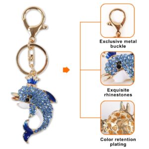 Dolphin Keychain - Ocean Crystal Key Ring, 1 Set Blue Decor for Car Supplies,Gift to Women Girls,Rhinestone Decorations for Bag Accessories (Dolphin)