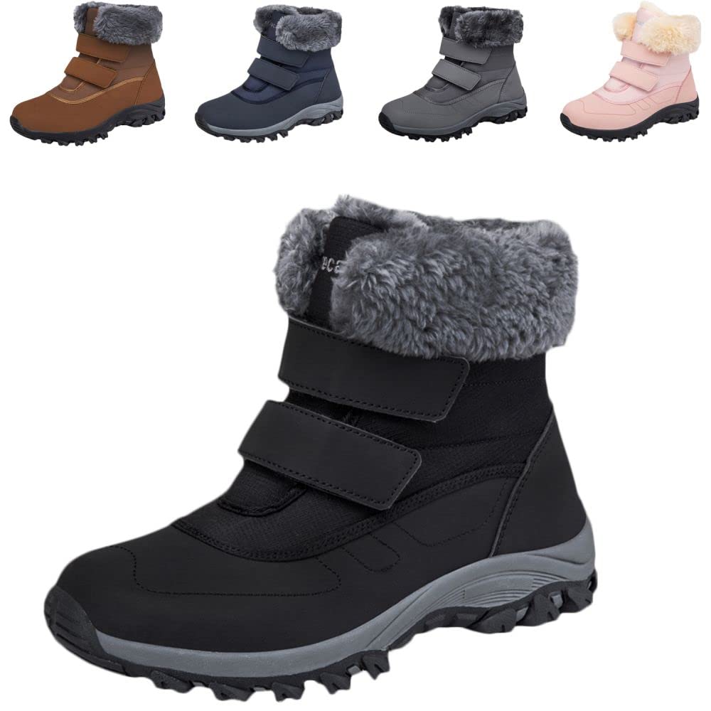 Drecage Snow Boots for Women Waterproof Thickening Warm Fur Winter Boots Ladies Ankle Mid-Calf Booties Outdoor Anti Slip