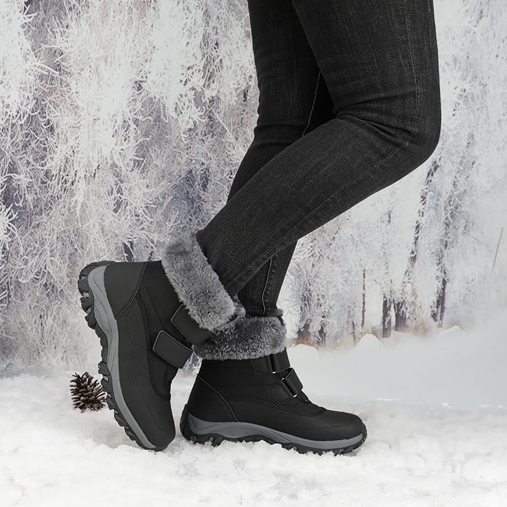 Drecage Snow Boots for Women Waterproof Thickening Warm Fur Winter Boots Ladies Ankle Mid-Calf Booties Outdoor Anti Slip