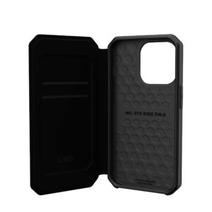 URBAN ARMOR GEAR UAG Designed for iPhone 14 Pro Case Kevlar Black 6.1" Metropolis Folio Flip Wallet Rugged Protective Cover with Card Holder Compatible with Wireless Charging