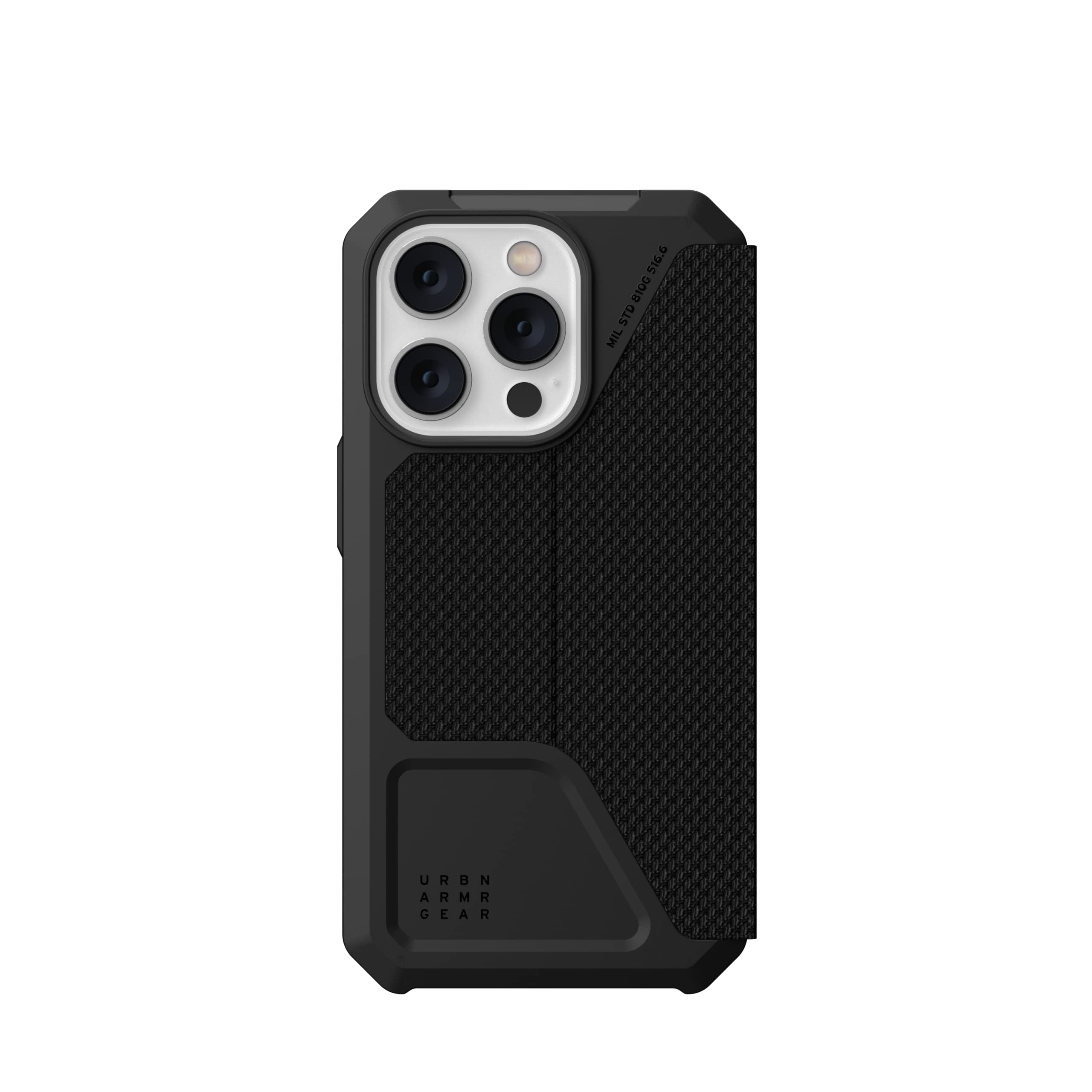 URBAN ARMOR GEAR UAG Designed for iPhone 14 Pro Case Kevlar Black 6.1" Metropolis Folio Flip Wallet Rugged Protective Cover with Card Holder Compatible with Wireless Charging