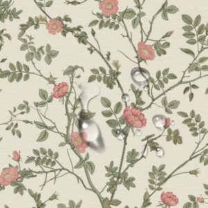 French Country Floral Contact Paper Peel and Stick Vintage Pink Floral Wallpaper for Girls Bedroom Kitchen Bathroom Walls Cabinets Shelves Dresser Drawer Liner Furniture Decal 17.7X117 Inches