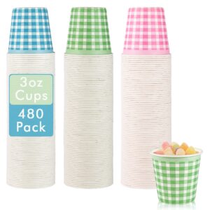 litopak 480 pack 3 oz paper cups, colorful disposable bathroom cups, small mouthwash cups, mini snack cups, and disposable paper cups for home, bathroom, picnic, party, and events.