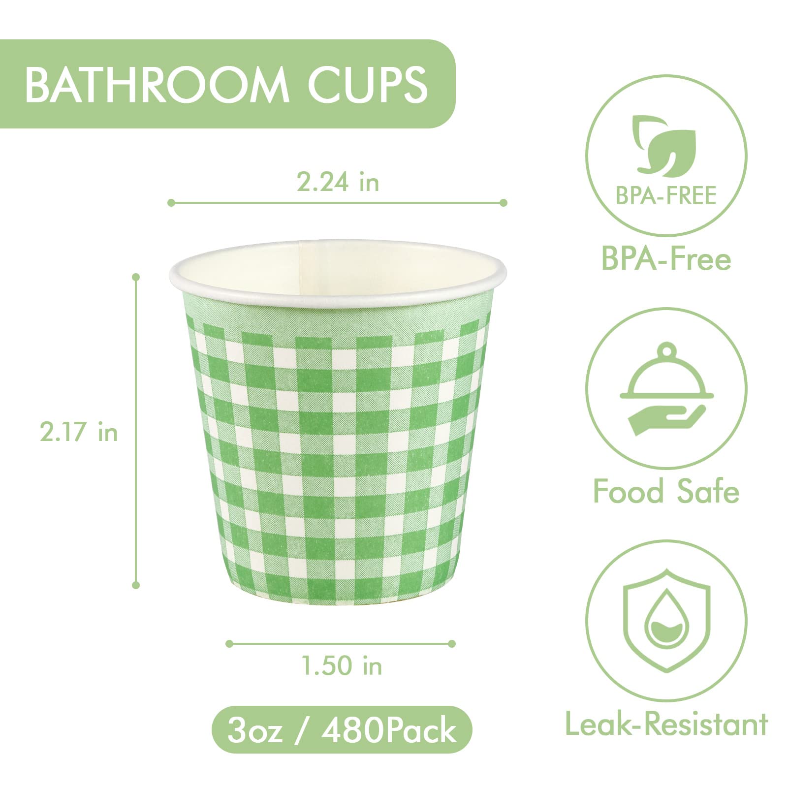 LITOPAK 480 Pack 3 oz Paper Cups, Colorful Disposable Bathroom Cups, Small Mouthwash Cups, Mini Snack Cups, and Disposable Paper Cups for Home, Bathroom, Picnic, Party, and Events.