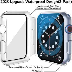 Misxi [2 Pack] Waterproof Hard Case with Tempered Glass Compatible with Apple Watch Series 6 SE Series 5 Series 4 40mm, Ultra-Thin Protective Cover for iWatch Screen Protector, Matte Transparent