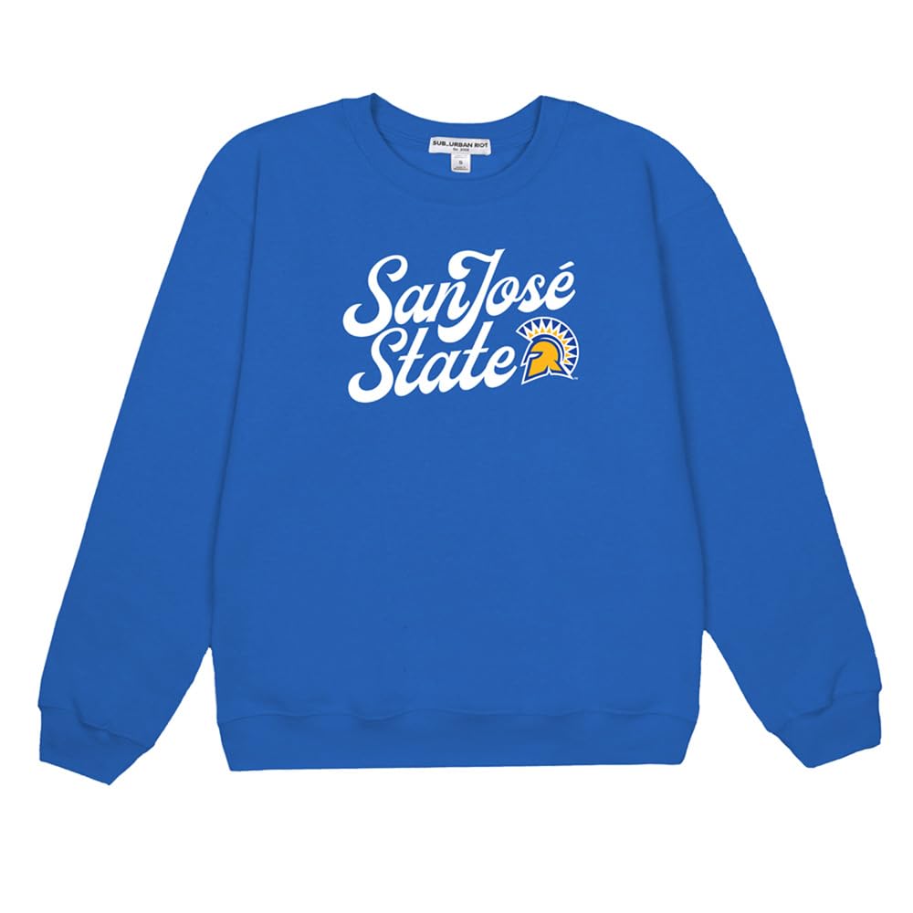 Suburban Riot San Jose State University Official New School Willow Women's Long Sleeve Fleece Sweatshirt (Large) Royal Blue