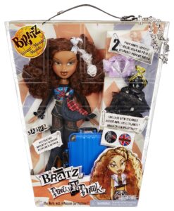 bratz pretty ‘n’ punk sasha fashion doll with 2 outfits and suitcase, collectors ages 6 7 8 9 10+