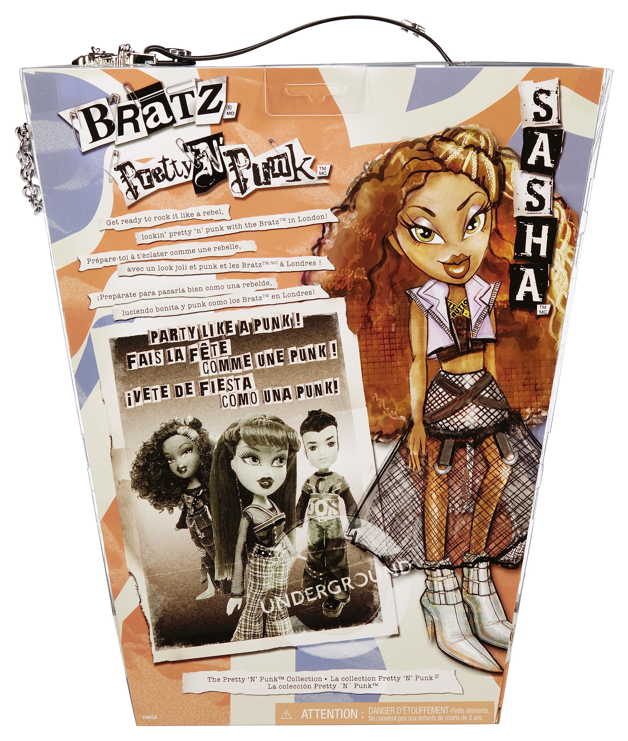 Bratz Pretty ‘N’ Punk Sasha Fashion Doll with 2 Outfits and Suitcase, Collectors Ages 6 7 8 9 10+