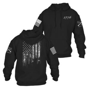 grunt style 1776 flag hoodie (black, large)