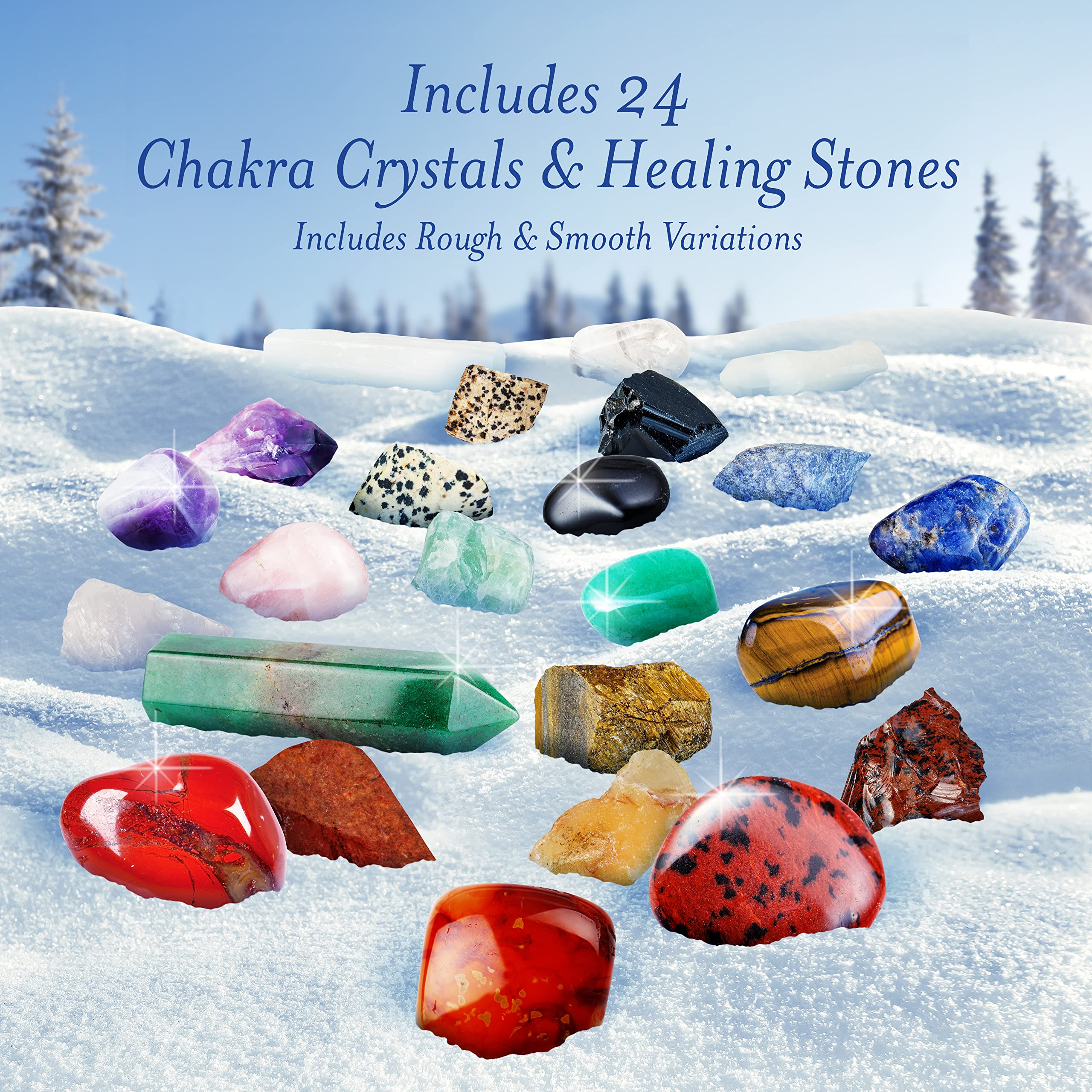 Elementao Advent Calendar 2023 - Crystals and Healing Stones - Christmas Countdown with 24 Chakra Stones and Healing Crystals, Advent Calendars for Adults and Teens, Gifts for Women, Crystal Decor