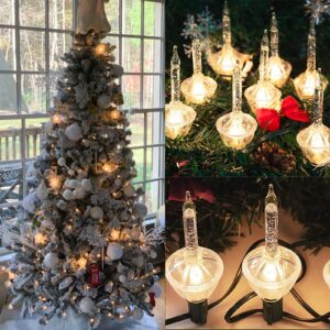 Abeja Christmas Silver Bubble Lights Set, 11 Ft Vintage Bubble Lights 8 Silver Glitter Bubble Bulbs(1 Spare), E12 Candelabra Base UL Listed for Christmas Tree Holiday House Lighting Decor- Green Wire