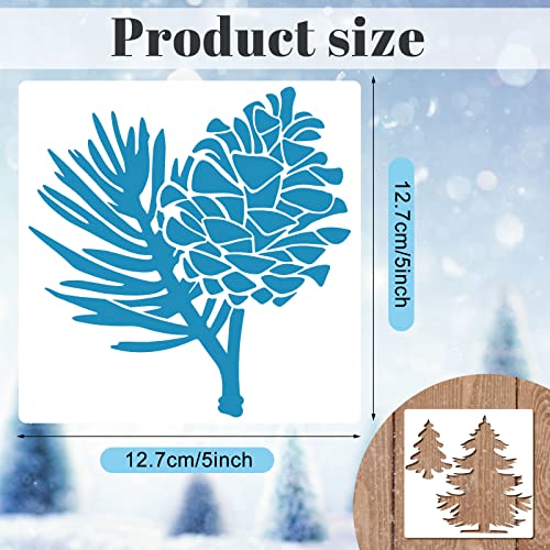 20 Pieces Stencil Template for Painting Reusable Animal Plant Stencil Spring Summer Winter Template, DIY Christmas Stencils for Painting on Wood Wall Home Decor (Pine Tree)